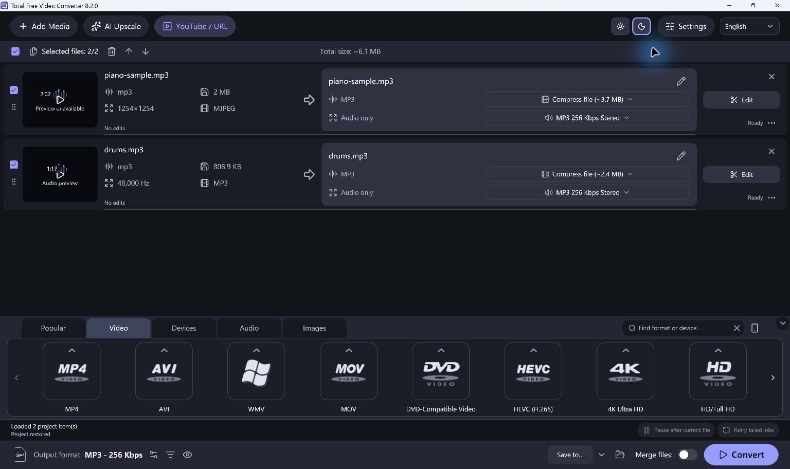 Total Free Video Converter for Windows, showing the current free desktop application
